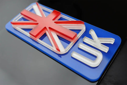 UK 4D Laser Cut Side Flag Badge