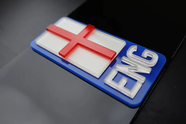 England 4D Laser Cut Side Flag Badge