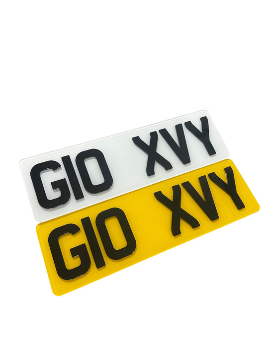 4D Acrylic 6 Digit Short Plate